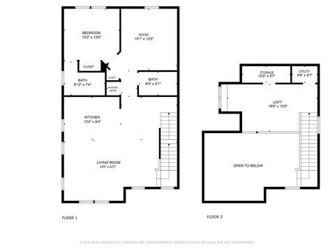 Floor plan for 2 beds, 2 baths